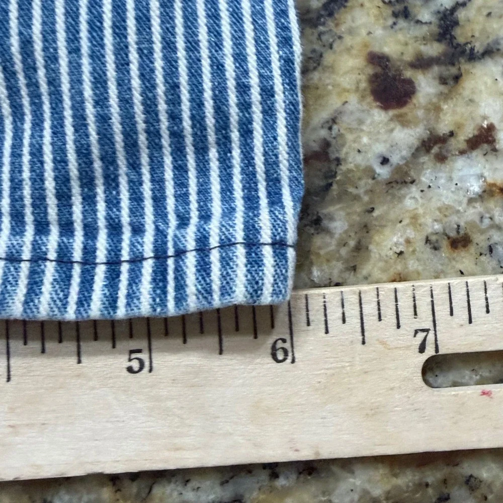 Vintage OshKosh Bgosh Kids 4T Stripe Denim Vestbak Overalls Blue White USA